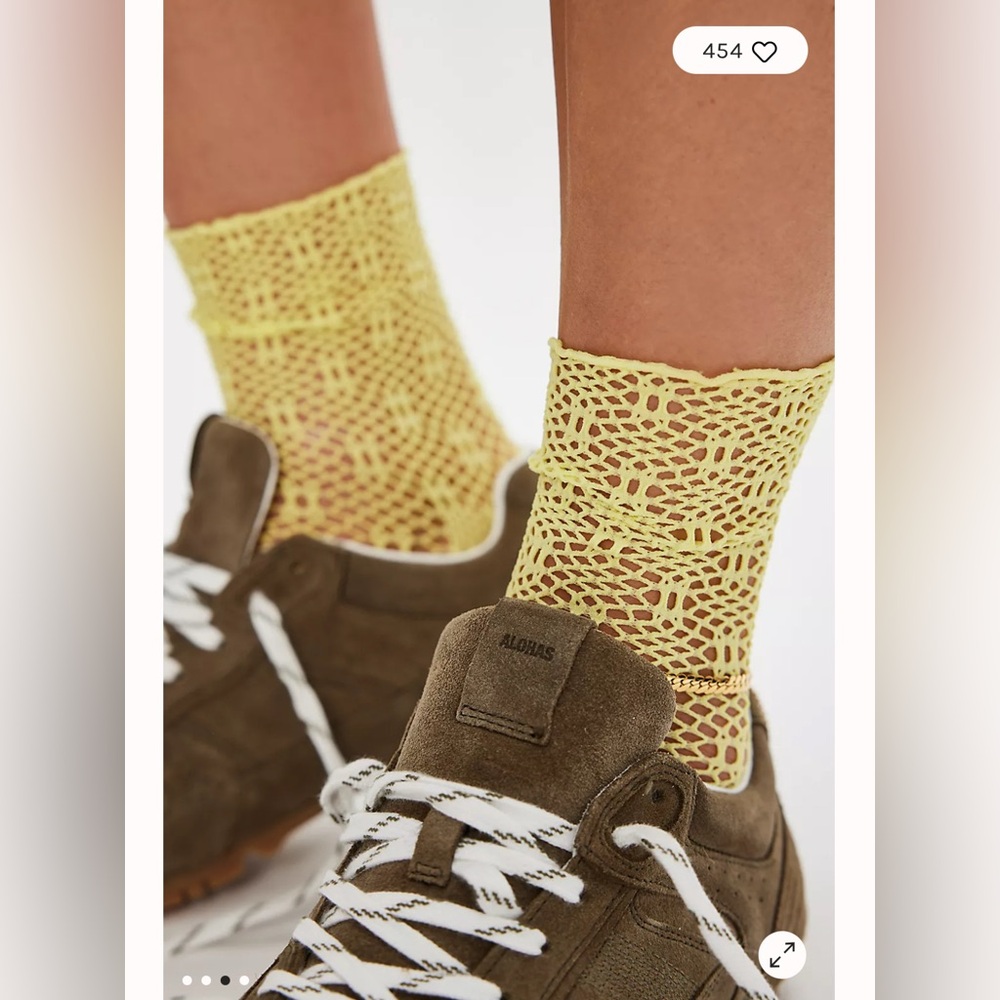 Free People Poppy Crochet Socks. NWT. Canary - Picture 3 of 4